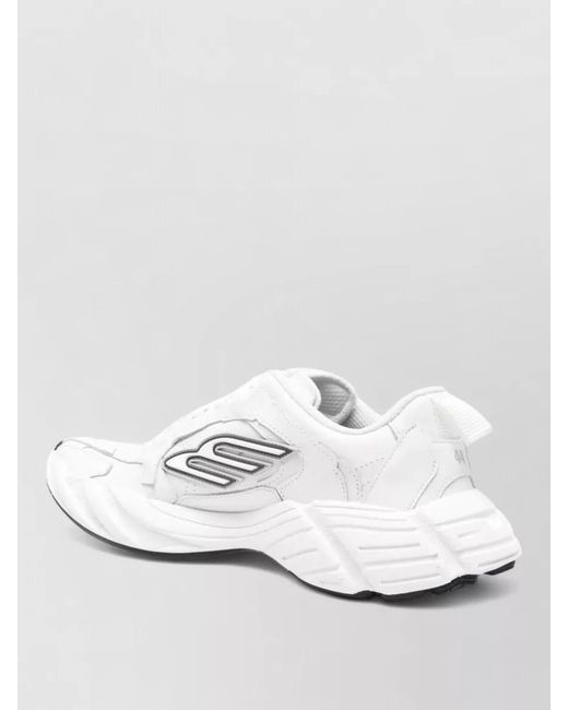 Balenciaga White Lace Up Leather Sneakers Rubber Sole Stitching for men