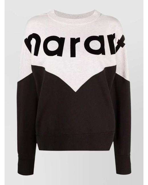 Isabel Marant Black Two-Tone Crew Neck Long Sleeve Top