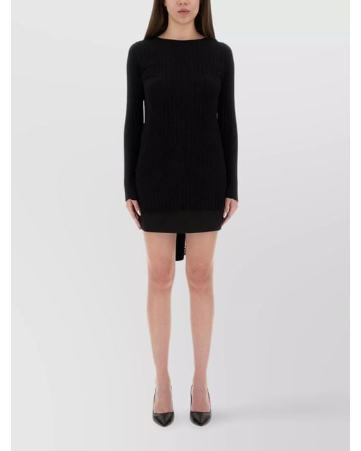 Moschino Black Knitwear With Bow Detail And Ribbed Texture