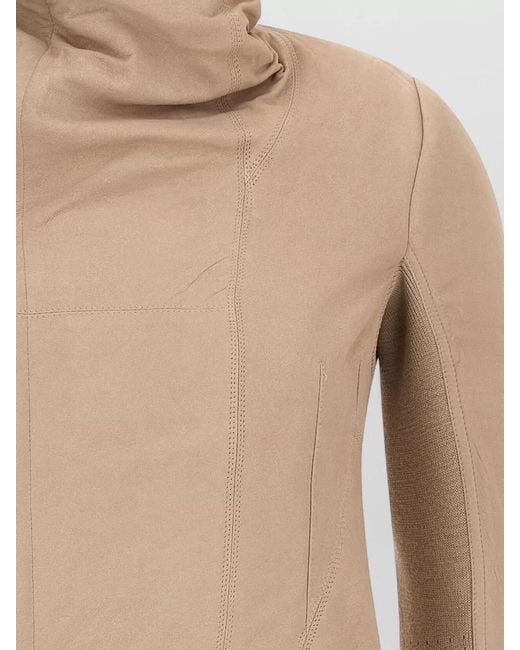 Rick Owens Natural Naska Coat Asymmetric Hem High Collar