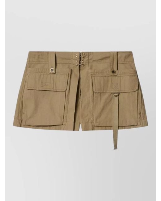 Isabel Marant Natural Barta Cargo Shorts Straps Multiple Pockets