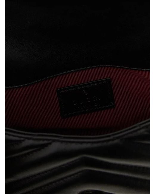 Gucci Black Gg Marmont Mini Leather Shoulder Bag