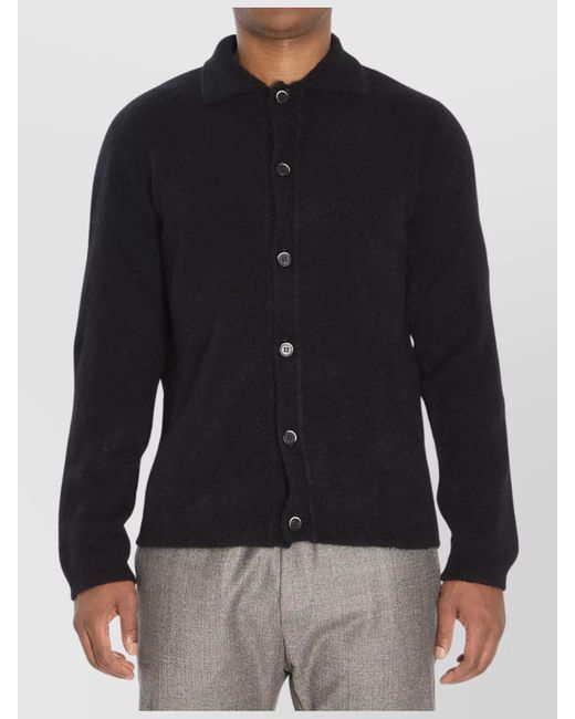 Barena Black Alpaca-Blend Ribbed Regular-Fit Cardigan for men