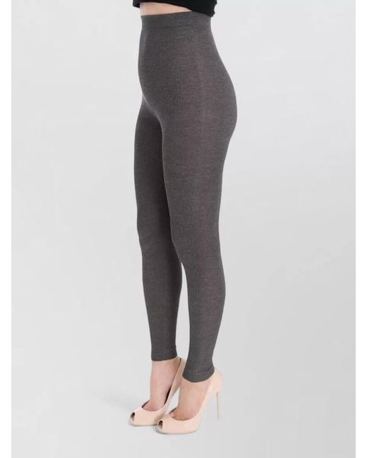 Dolce & Gabbana Gray Cashmere Ribbed Leggings