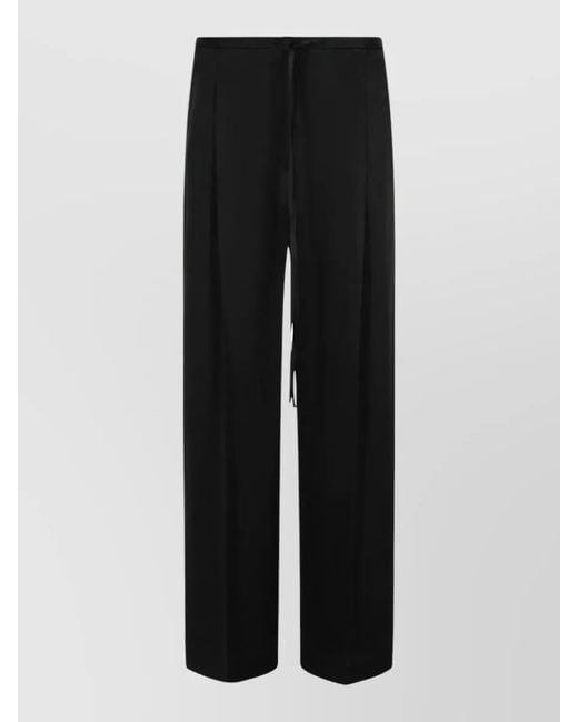 Rohe Black Acetate Blend Trousers Drawstring Waist Pleated