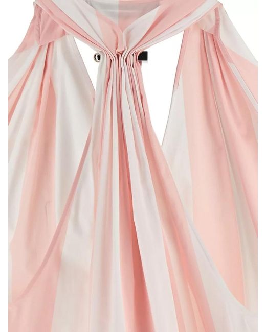 Jacquemus Pink Norma Halter Neck Striped Open Back Top