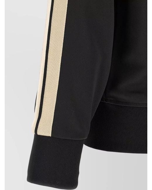 Palm Angels Black Track Jacket High Collar Contrast Stripes for men