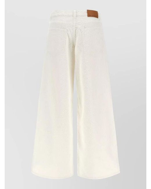 Stella McCartney White Jeans Trousers Boucle Wide Leg Pockets