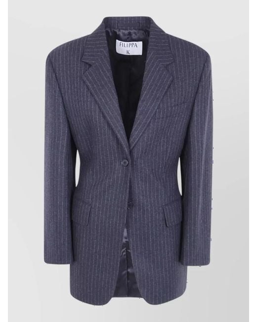 Filippa K Blue Pinstripe Wool Blazer