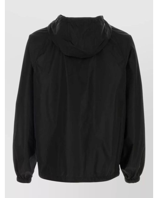 Burberry Black Nylon Hooded Windbreaker Jacket Elastic Cuffs for men