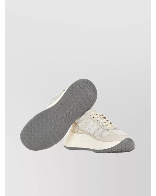 Hogan White Leather Panelled Low-Top Sneakers