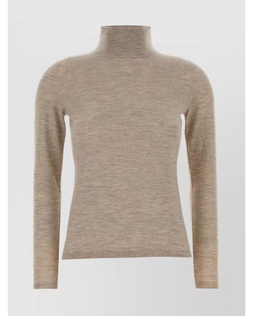 Max Mara Multicolor Cashmere Turtleneck Sweater Ribbed Long Sleeves