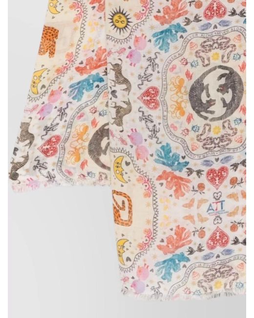 Faliero Sarti Multicolor Printed Silk Blend Scarf