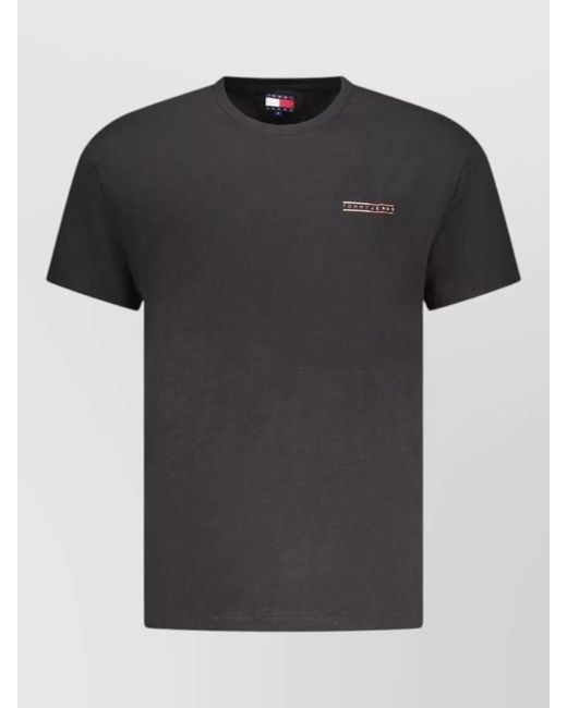 Tommy Hilfiger Black Cotton Crew-Neck Short-Sleeve T-Shirt for men