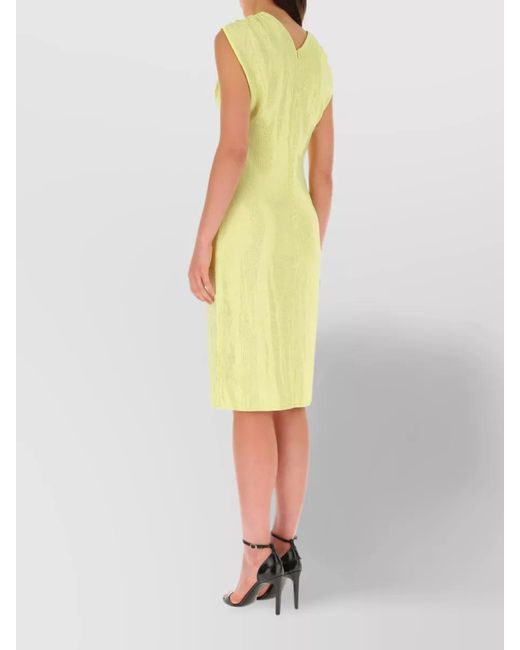 Bottega Veneta Yellow Embellished V-Neck Midi Dress