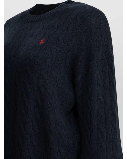 Polo Ralph Lauren Blue Knit Mini Dress Logo Crew Neck