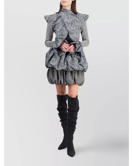 Rabanne Gray Printed Satin Mini Dress