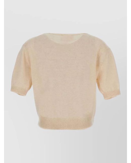 Lisa Yang White Genevra Cashmere Crew Neck Short Sleeve
