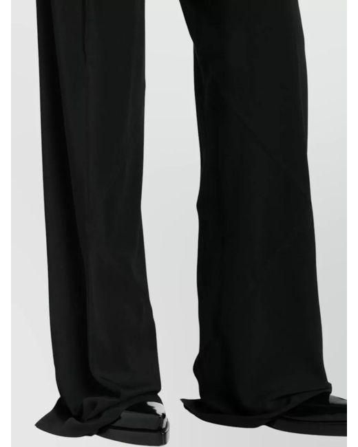 Rick Owens Black Silk Wide-Leg Trousers