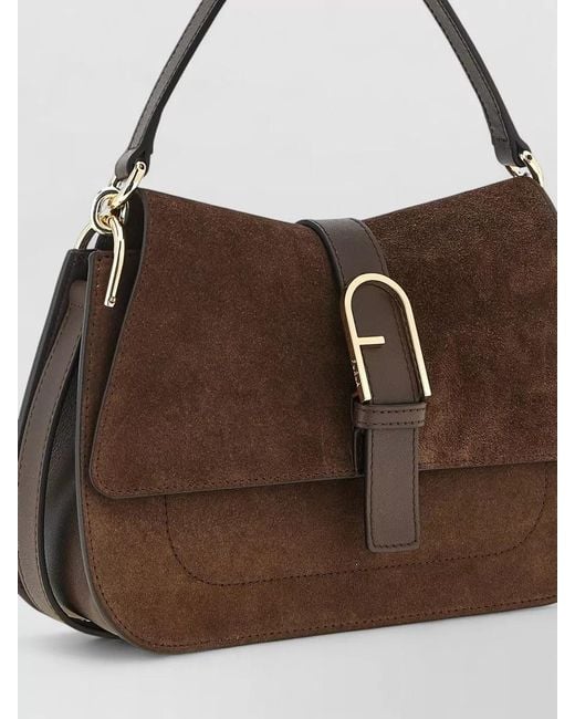 Furla Brown Flow M Buckle Shoulder Bag Top Handle