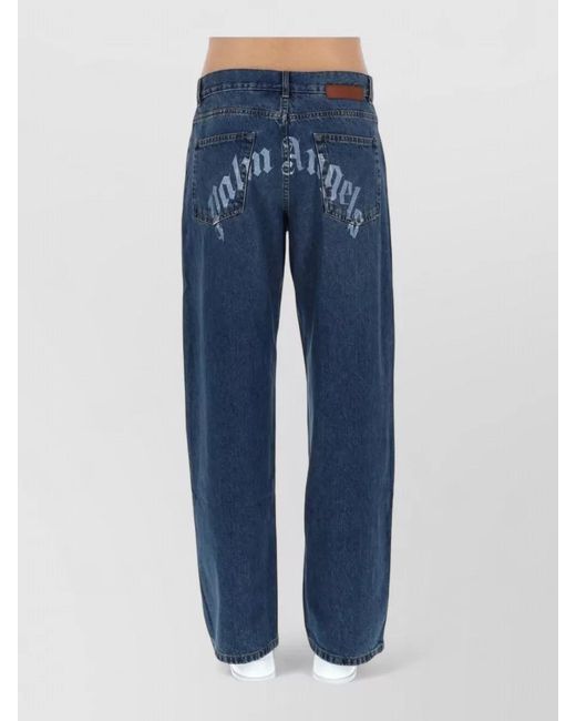 Palm Angels Blue Tailored Pants Belt Loops Five Pocket Design for men
