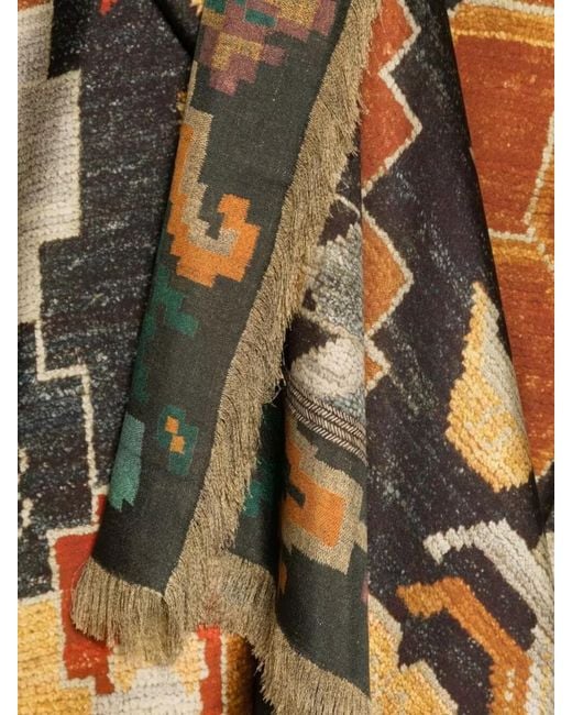 Pierre Louis Mascia Brown Silk Scarf Floral Geometric Graphic Design