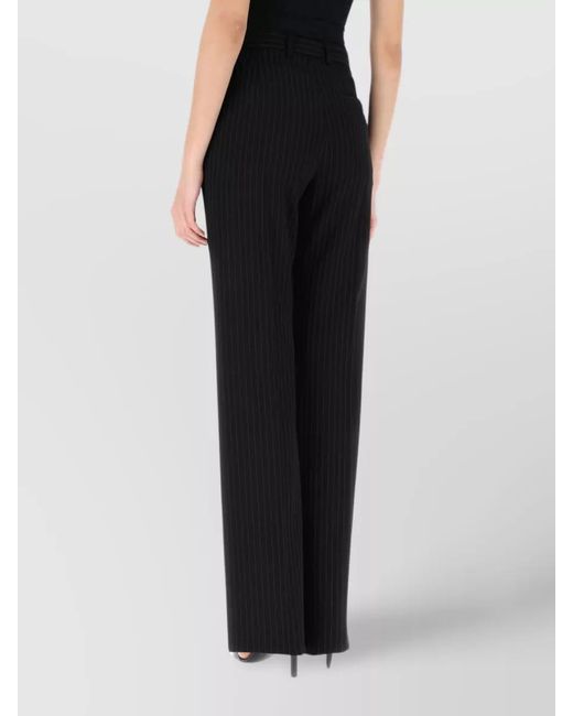 Balenciaga Black Pinstriped Straight Leg Trousers
