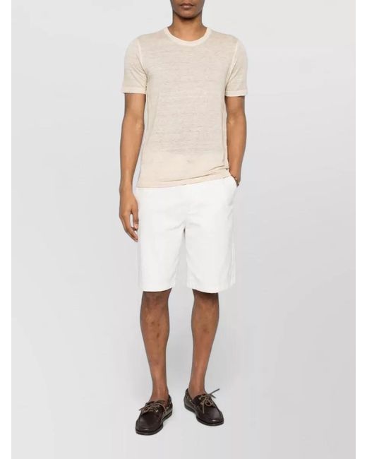 120% Lino Natural Linen Jersey T Shirt Short Sleeves for men