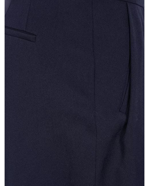 Balmain Blue High Waist Grain De Poudre Tailored Trousers