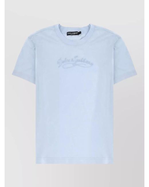 Dolce & Gabbana Blue Logo Crew Neck T Shirt Short Sleeves
