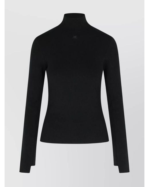 Courreges Black Turtleneck Knitted Top