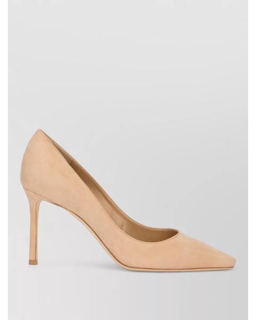 Jimmy Choo Natural Romy 85 Suede Leather Pointed Pumps