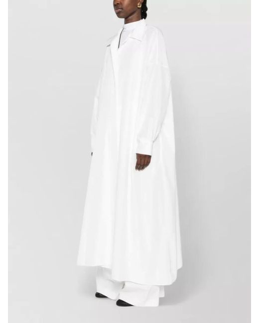 Norma Kamali White Relaxed Long Shirt Dress Lightweight Sleeves