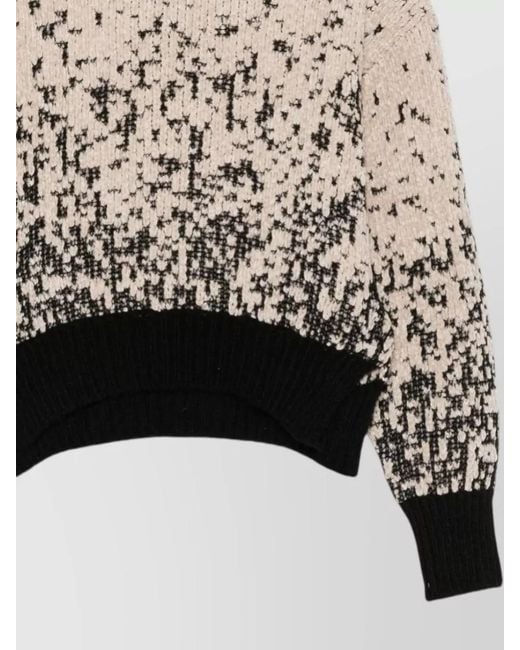 Alysi White Gradient Roll Neck Chenille Knit Sweater