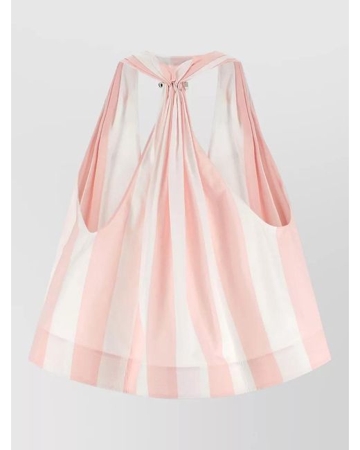 Jacquemus Pink Norma Halter Neck Striped Open Back Top