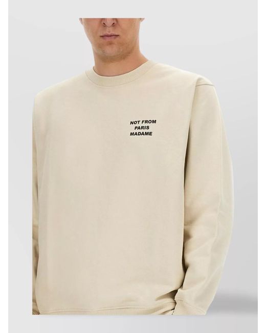 Drole de Monsieur Natural Cotton Logo Print Crew Neck Sweatshirt for men