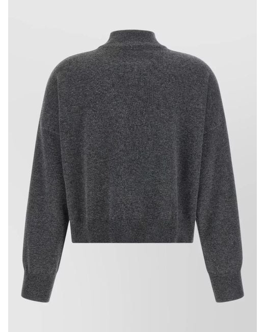 Brunello Cucinelli Gray Cashmere Turtleneck Sweater Loose Fit Cropped