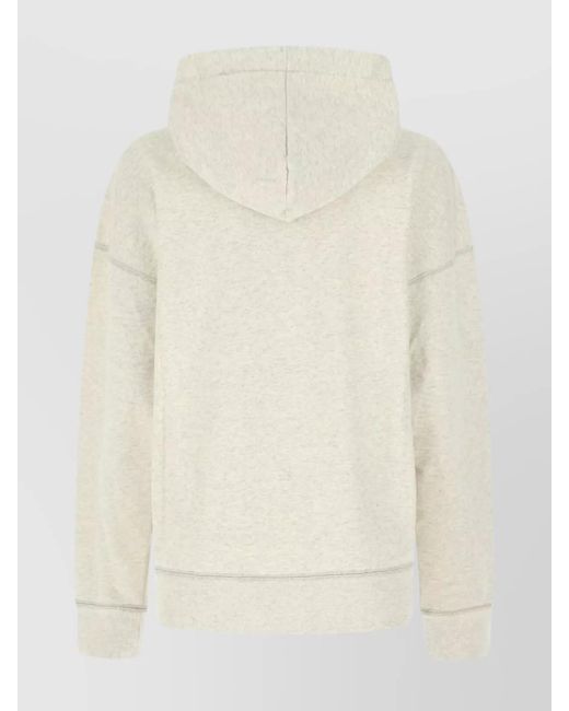 Isabel Marant Natural Cotton Blend Logo Print Hoodie