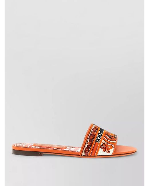 Dolce & Gabbana Red Bianca Slides Open Toe Flat Sole
