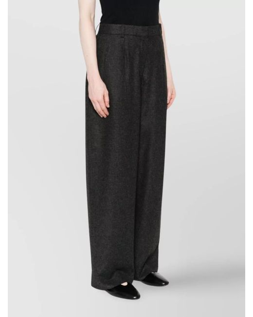 Totême Black Flannel Wide-Leg Trousers