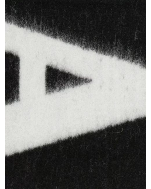Isabel Marant White Logo-Print Fringed Wool Scarf