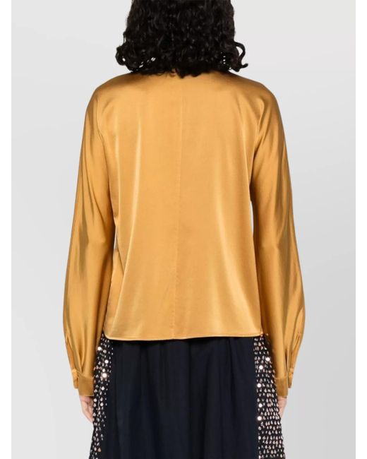 Forte_forte Yellow Silk Satin Tie-Neck Long-Sleeve Blouse