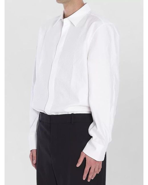 Saint Laurent White Striped Cotton Shirt for men