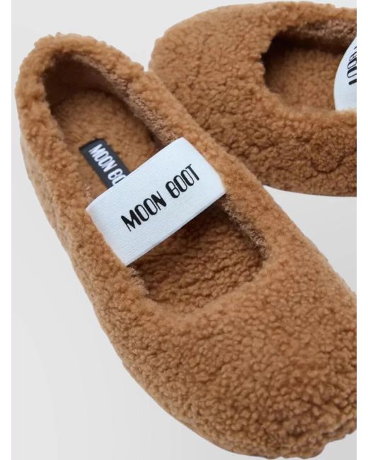 Moon Boot Brown Shearling Ballerina Shoes