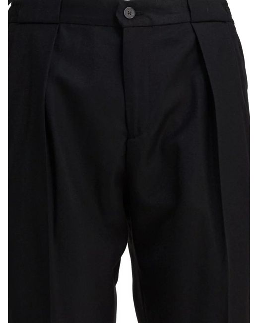 Briglia 1949 Black Trousers Pleated Front Belt Loops Back Pockets
