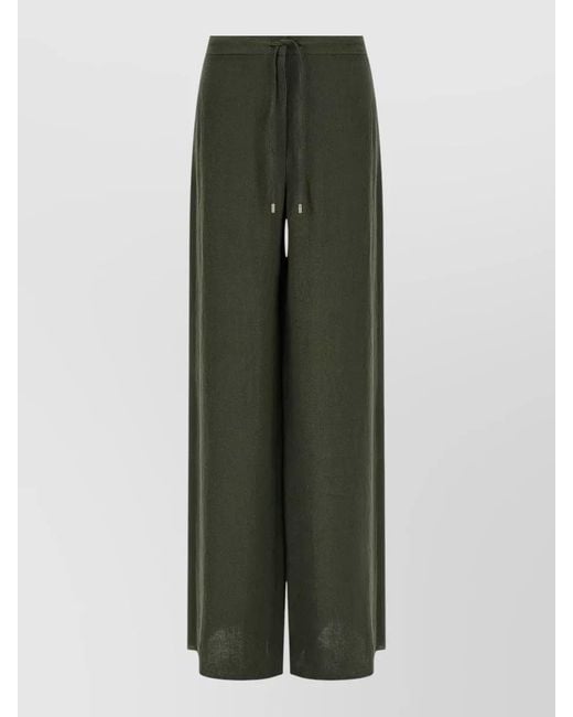 Max Mara Green Pelota Wide Leg Pants Side Pockets