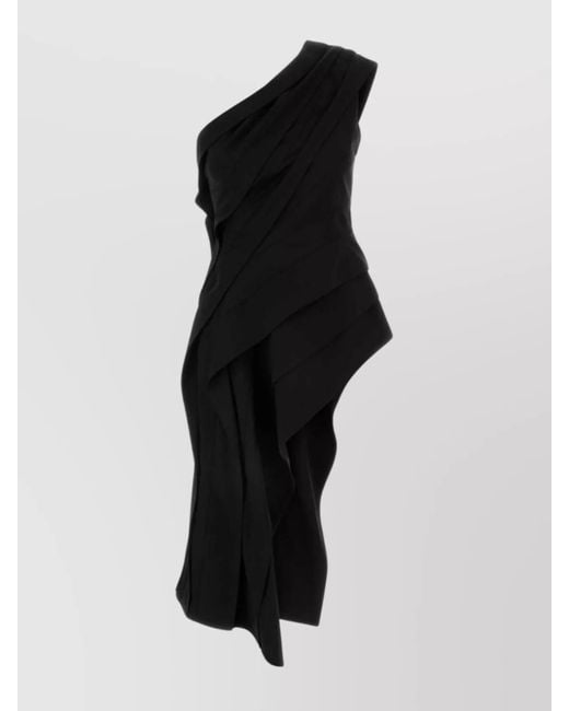 Bottega Veneta Black Stretch Viscose Top With Asymmetric Draped Design