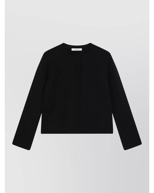 Max Mara Black Long Sleeve Jacket Round Neck Seams