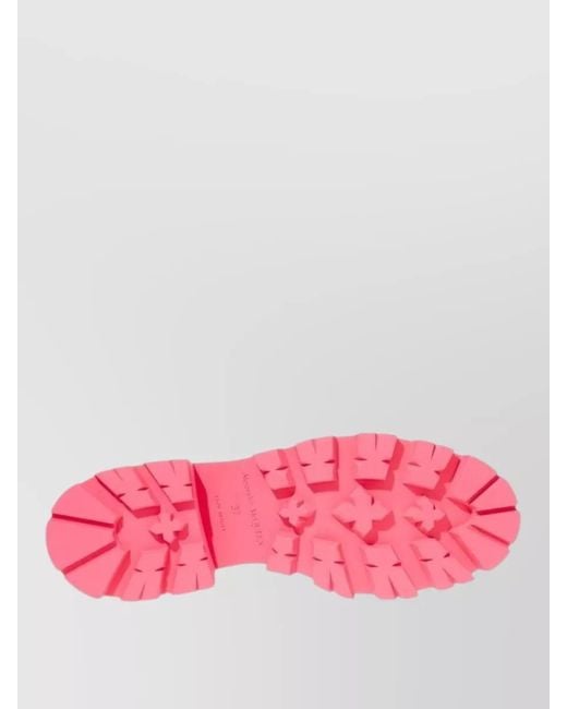 McQueen Pink Leather Platform Chelsea Boots