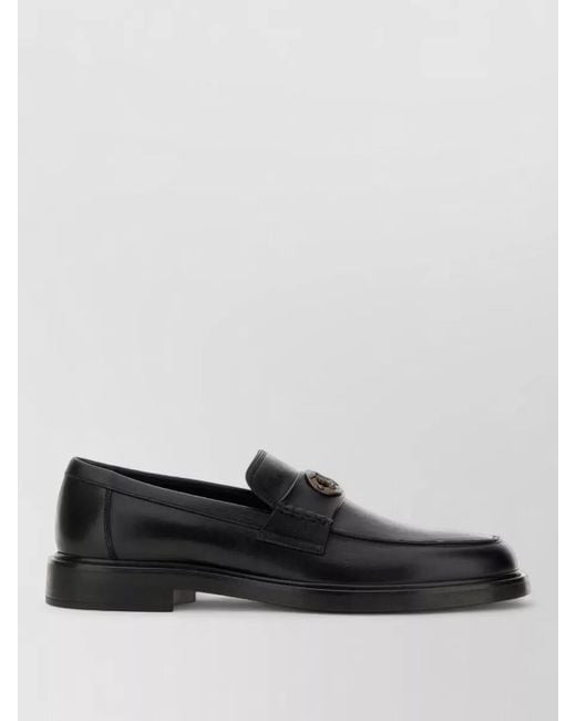 Burberry Black Pembroke Leather Monk Loafers Decorative Emblem for men